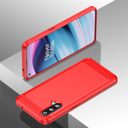 1.8mm Air Cushion Design TPU Case Fingerprint-Free Brushed Surface Phone Cover with Carbon Fiber Texture for OnePlus Nord CE 5G