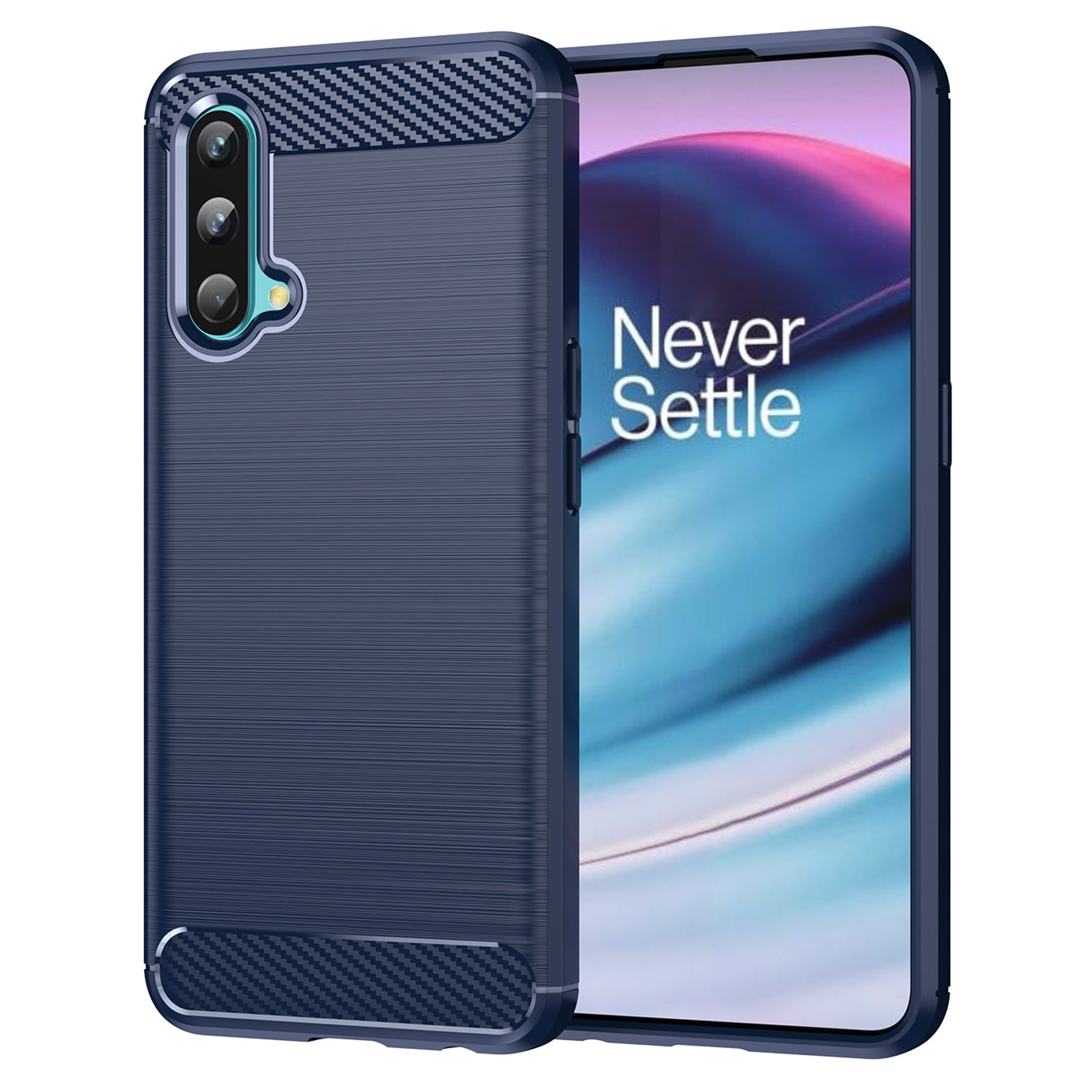 1.8mm Air Cushion Design TPU Case Fingerprint-Free Brushed Surface Phone Cover with Carbon Fiber Texture for OnePlus Nord CE 5G