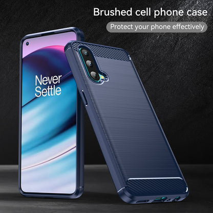 1.8mm Air Cushion Design TPU Case Fingerprint-Free Brushed Surface Phone Cover with Carbon Fiber Texture for OnePlus Nord CE 5G