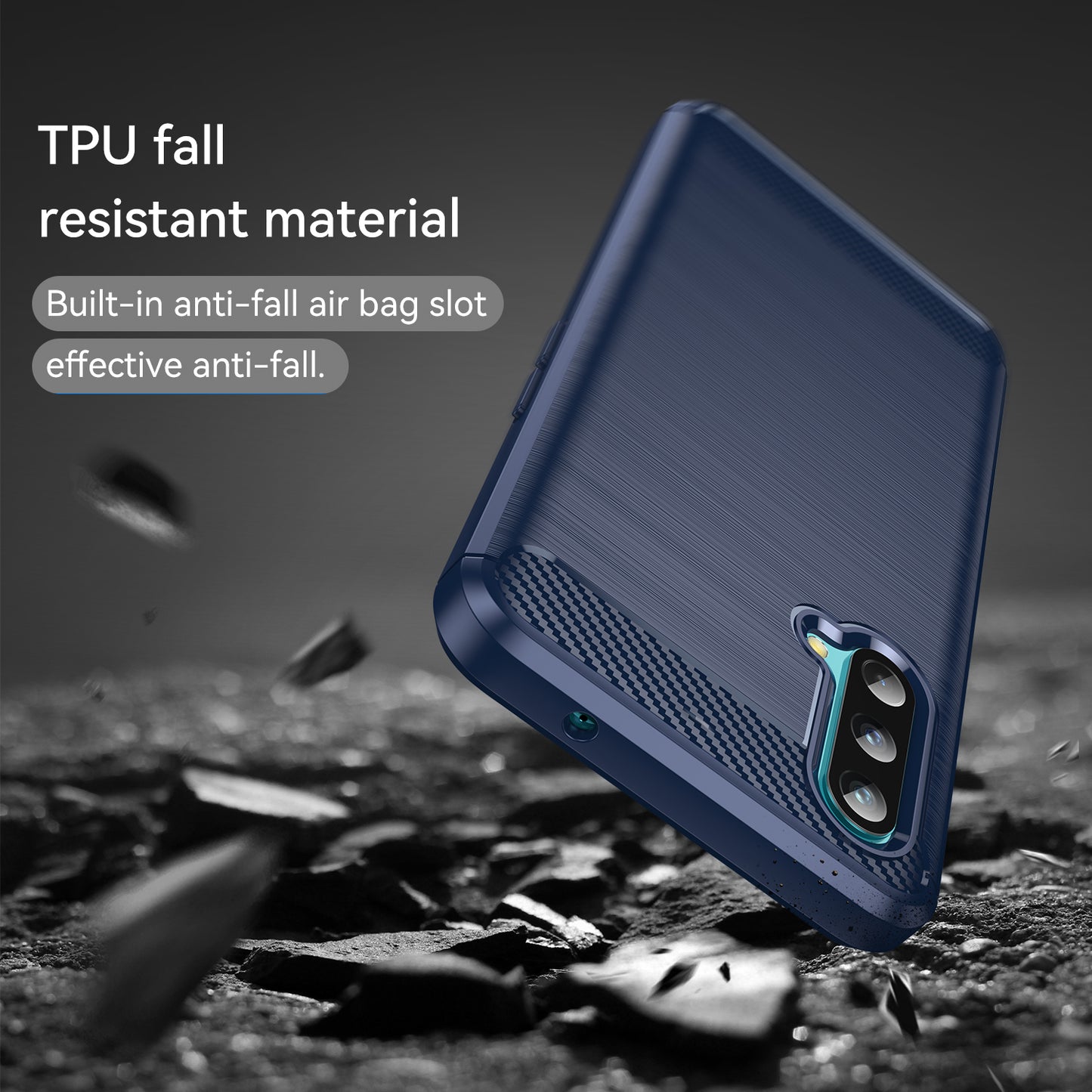 1.8mm Air Cushion Design TPU Case Fingerprint-Free Brushed Surface Phone Cover with Carbon Fiber Texture for OnePlus Nord CE 5G