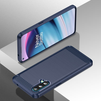 1.8mm Air Cushion Design TPU Case Fingerprint-Free Brushed Surface Phone Cover with Carbon Fiber Texture for OnePlus Nord CE 5G