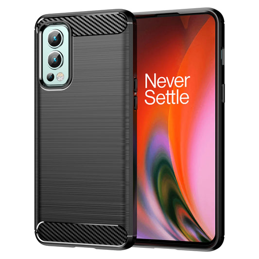 1.8mm Air Cushion TPU Case Brushed Surface Carbon Fiber Texture Phone Cover with Heat Dissipation Design for OnePlus Nord 2 5G