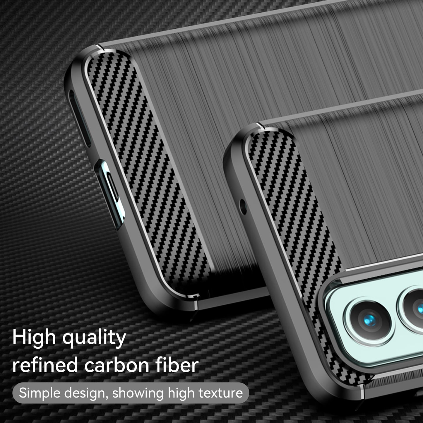 1.8mm Air Cushion TPU Case Brushed Surface Carbon Fiber Texture Phone Cover with Heat Dissipation Design for OnePlus Nord 2 5G