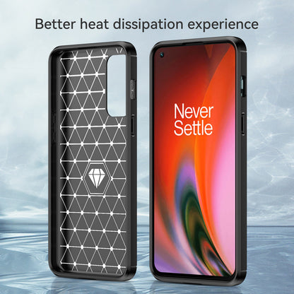 1.8mm Air Cushion TPU Case Brushed Surface Carbon Fiber Texture Phone Cover with Heat Dissipation Design for OnePlus Nord 2 5G