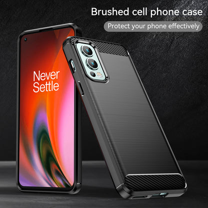 1.8mm Air Cushion TPU Case Brushed Surface Carbon Fiber Texture Phone Cover with Heat Dissipation Design for OnePlus Nord 2 5G
