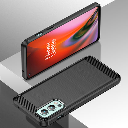 1.8mm Air Cushion TPU Case Brushed Surface Carbon Fiber Texture Phone Cover with Heat Dissipation Design for OnePlus Nord 2 5G