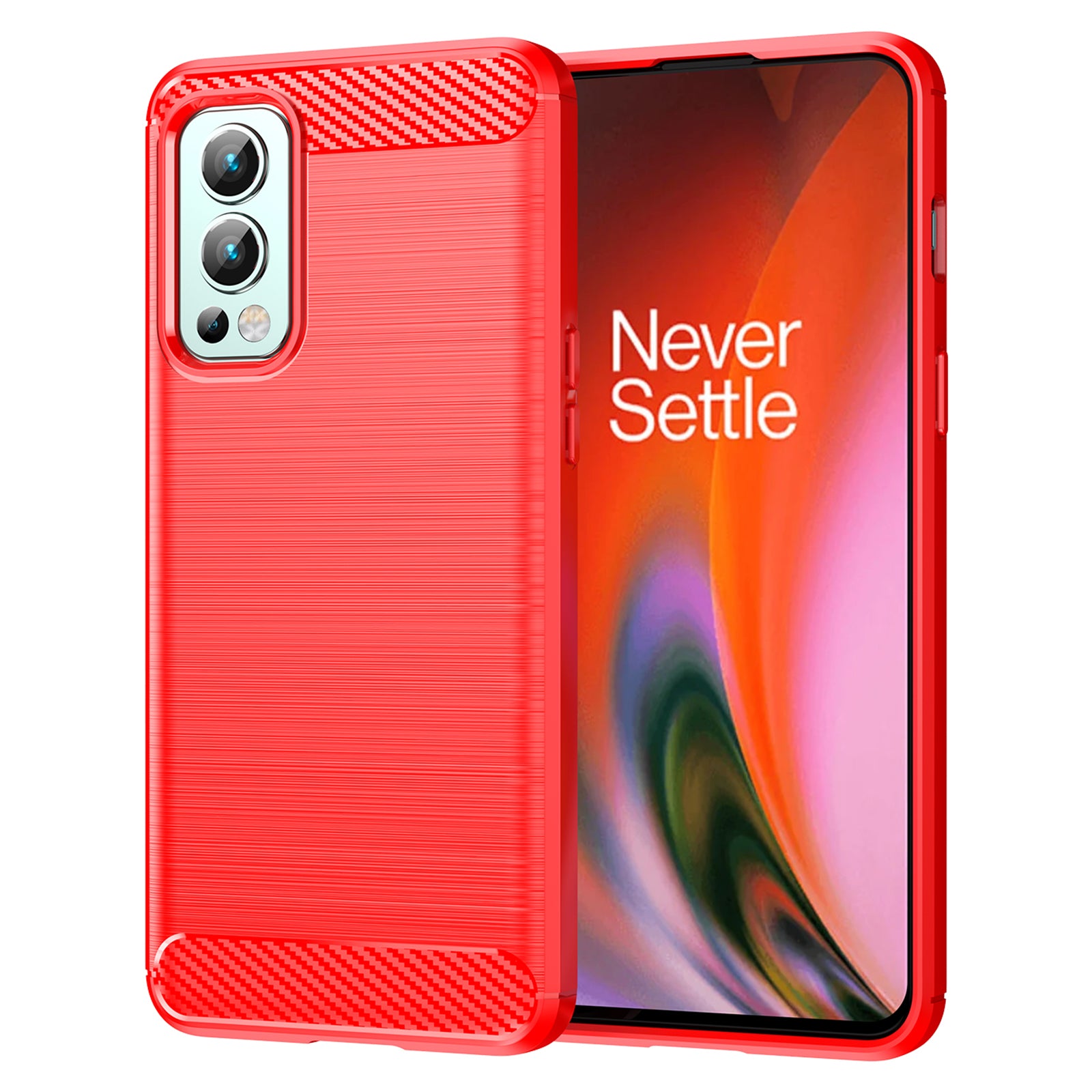 1.8mm Air Cushion TPU Case Brushed Surface Carbon Fiber Texture Phone Cover with Heat Dissipation Design for OnePlus Nord 2 5G