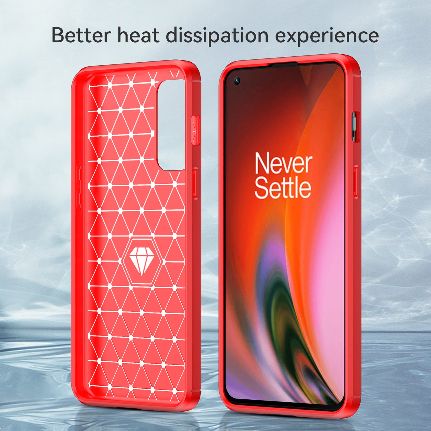 1.8mm Air Cushion TPU Case Brushed Surface Carbon Fiber Texture Phone Cover with Heat Dissipation Design for OnePlus Nord 2 5G
