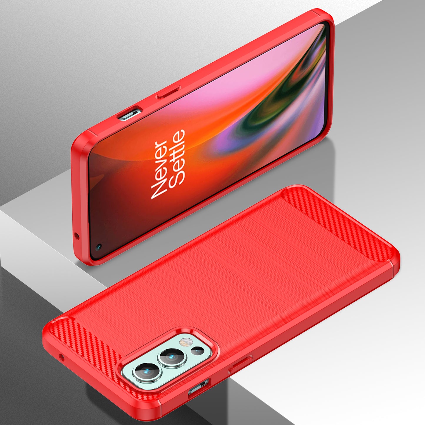 1.8mm Air Cushion TPU Case Brushed Surface Carbon Fiber Texture Phone Cover with Heat Dissipation Design for OnePlus Nord 2 5G