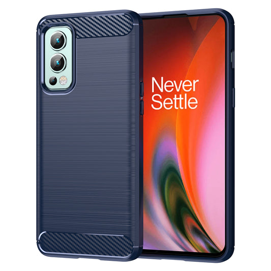 1.8mm Air Cushion TPU Case Brushed Surface Carbon Fiber Texture Phone Cover with Heat Dissipation Design for OnePlus Nord 2 5G