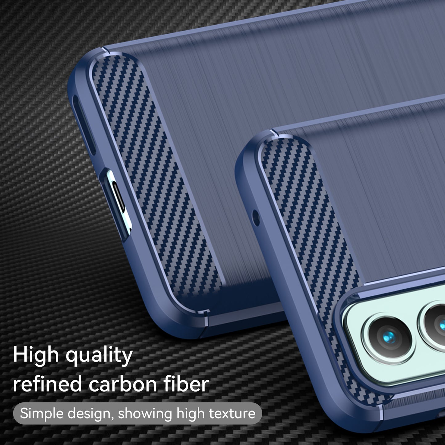 1.8mm Air Cushion TPU Case Brushed Surface Carbon Fiber Texture Phone Cover with Heat Dissipation Design for OnePlus Nord 2 5G