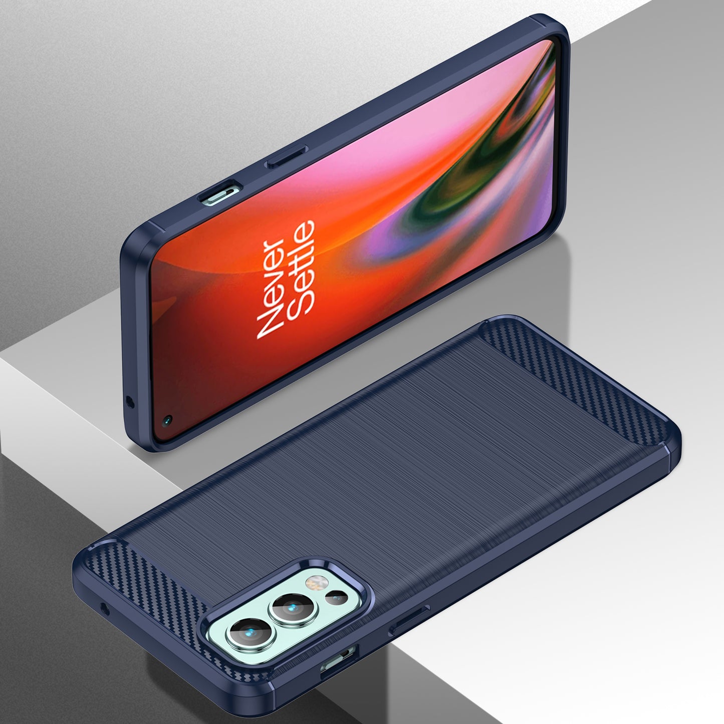 1.8mm Air Cushion TPU Case Brushed Surface Carbon Fiber Texture Phone Cover with Heat Dissipation Design for OnePlus Nord 2 5G
