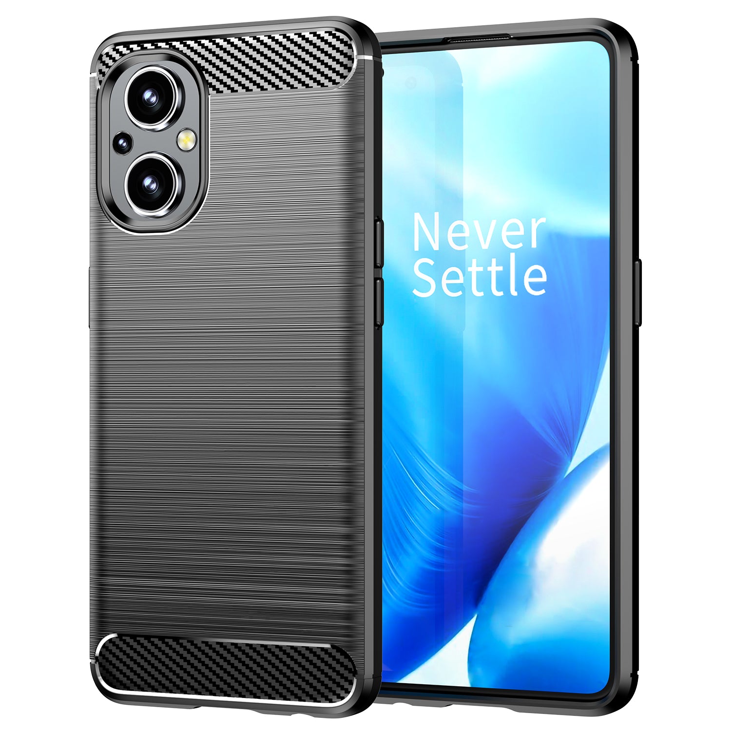 1.8mm Air Cushion TPU Case Brushed Surface Carbon Fiber Scratch-Resistant Texture Phone Cover with Heat Dissipation Design for OnePlus Nord N20 5G