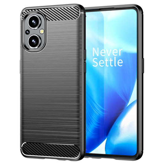 1.8mm Air Cushion TPU Case Brushed Surface Carbon Fiber Scratch-Resistant Texture Phone Cover with Heat Dissipation Design for OnePlus Nord N20 5G