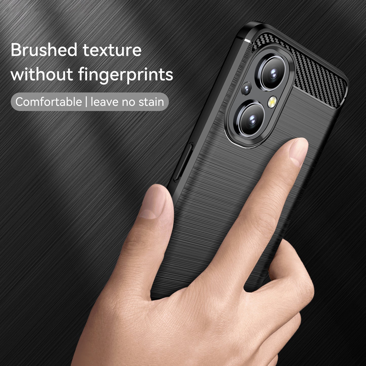 1.8mm Air Cushion TPU Case Brushed Surface Carbon Fiber Scratch-Resistant Texture Phone Cover with Heat Dissipation Design for OnePlus Nord N20 5G