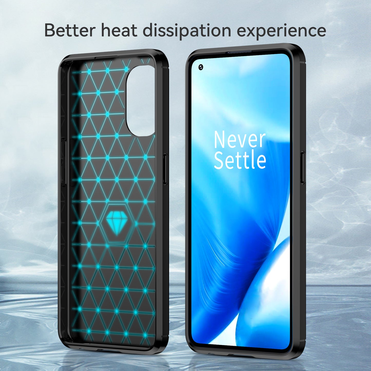 1.8mm Air Cushion TPU Case Brushed Surface Carbon Fiber Scratch-Resistant Texture Phone Cover with Heat Dissipation Design for OnePlus Nord N20 5G