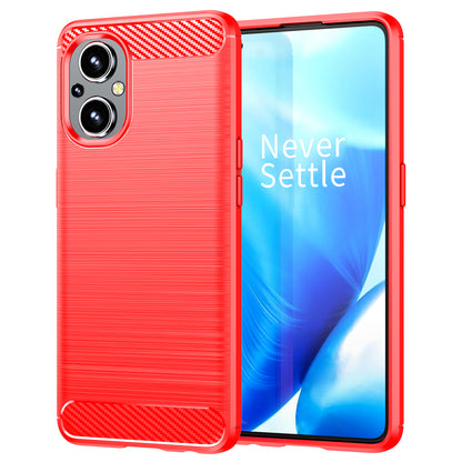1.8mm Air Cushion TPU Case Brushed Surface Carbon Fiber Scratch-Resistant Texture Phone Cover with Heat Dissipation Design for OnePlus Nord N20 5G
