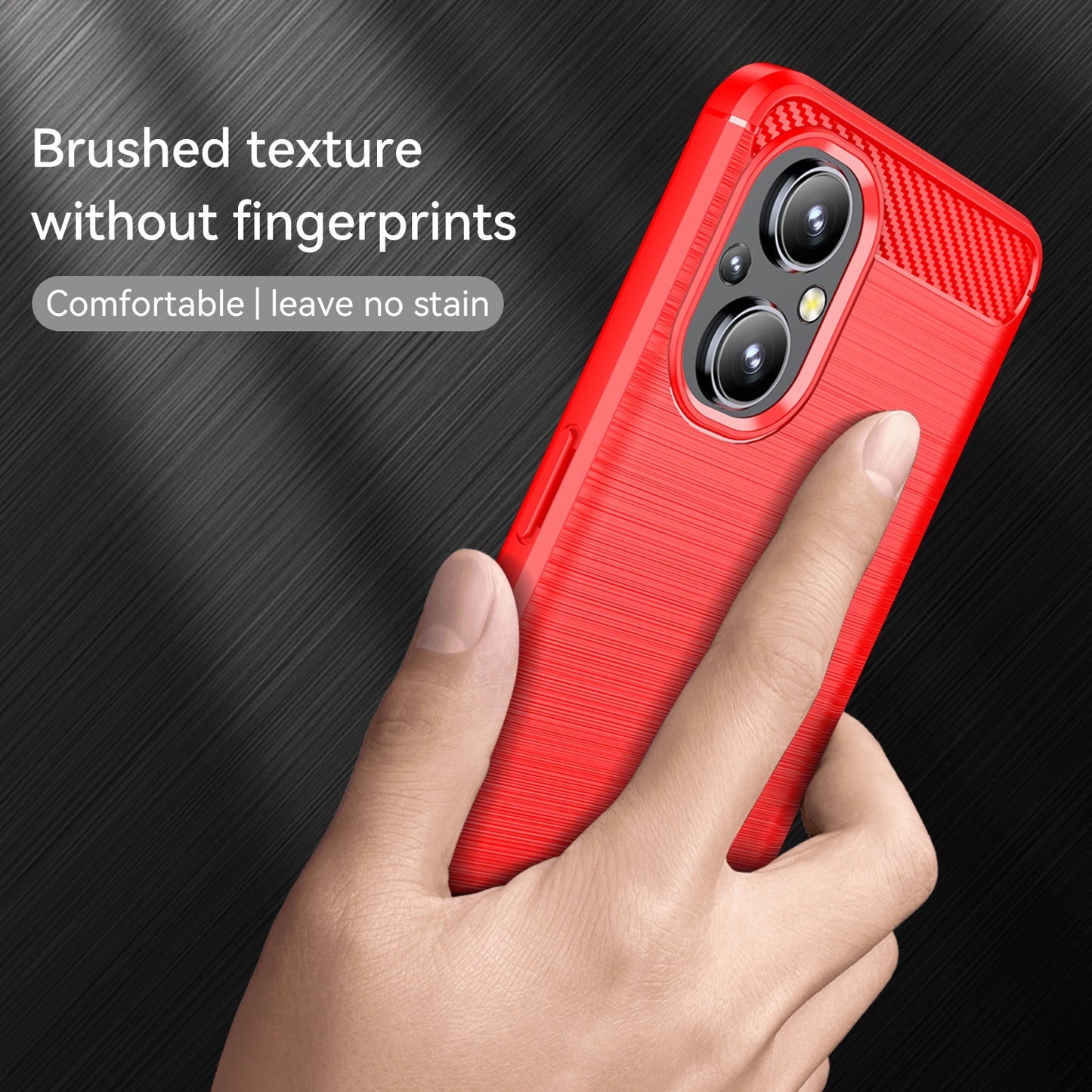 1.8mm Air Cushion TPU Case Brushed Surface Carbon Fiber Scratch-Resistant Texture Phone Cover with Heat Dissipation Design for OnePlus Nord N20 5G