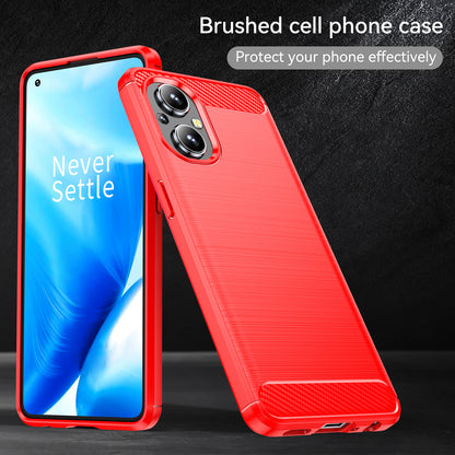1.8mm Air Cushion TPU Case Brushed Surface Carbon Fiber Scratch-Resistant Texture Phone Cover with Heat Dissipation Design for OnePlus Nord N20 5G