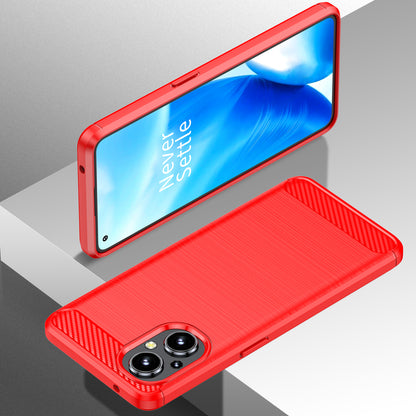 1.8mm Air Cushion TPU Case Brushed Surface Carbon Fiber Scratch-Resistant Texture Phone Cover with Heat Dissipation Design for OnePlus Nord N20 5G