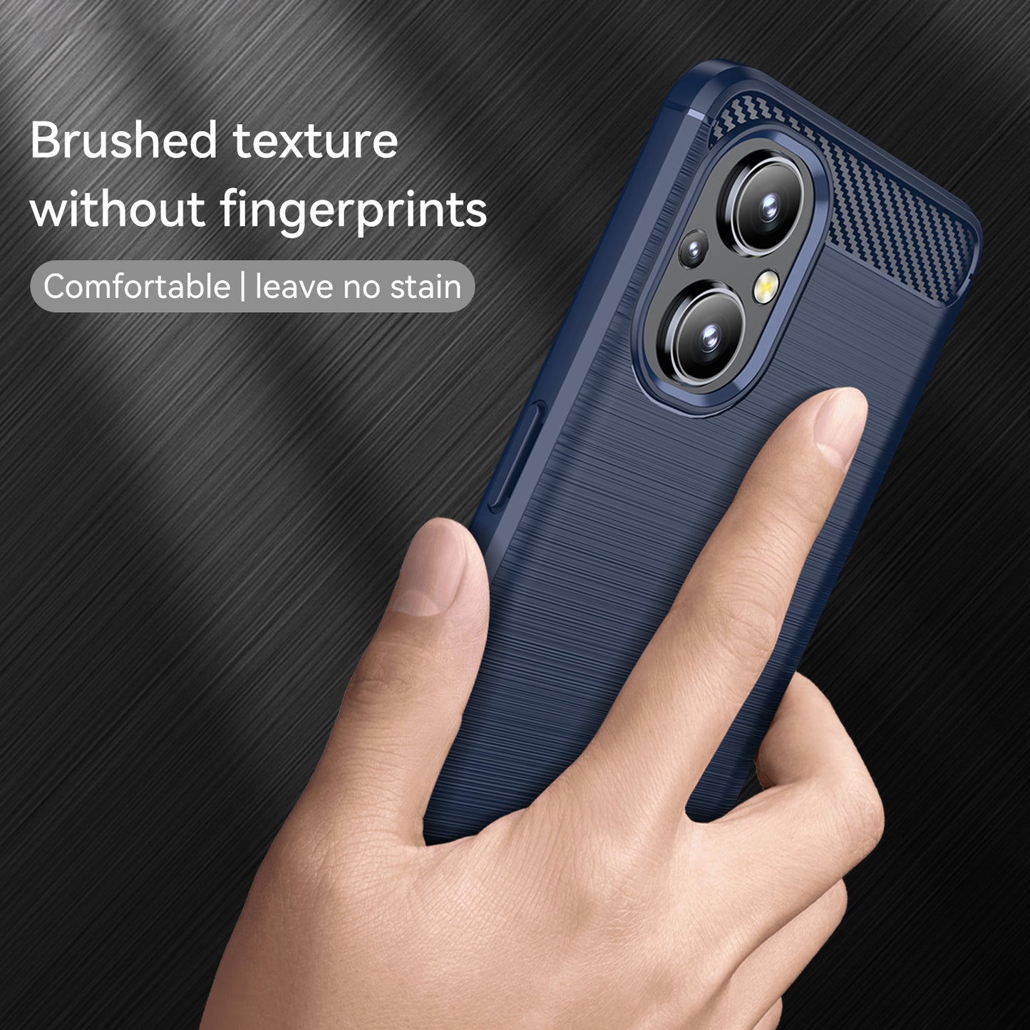 1.8mm Air Cushion TPU Case Brushed Surface Carbon Fiber Scratch-Resistant Texture Phone Cover with Heat Dissipation Design for OnePlus Nord N20 5G