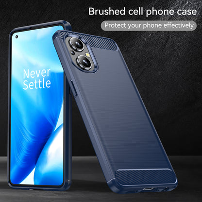 1.8mm Air Cushion TPU Case Brushed Surface Carbon Fiber Scratch-Resistant Texture Phone Cover with Heat Dissipation Design for OnePlus Nord N20 5G