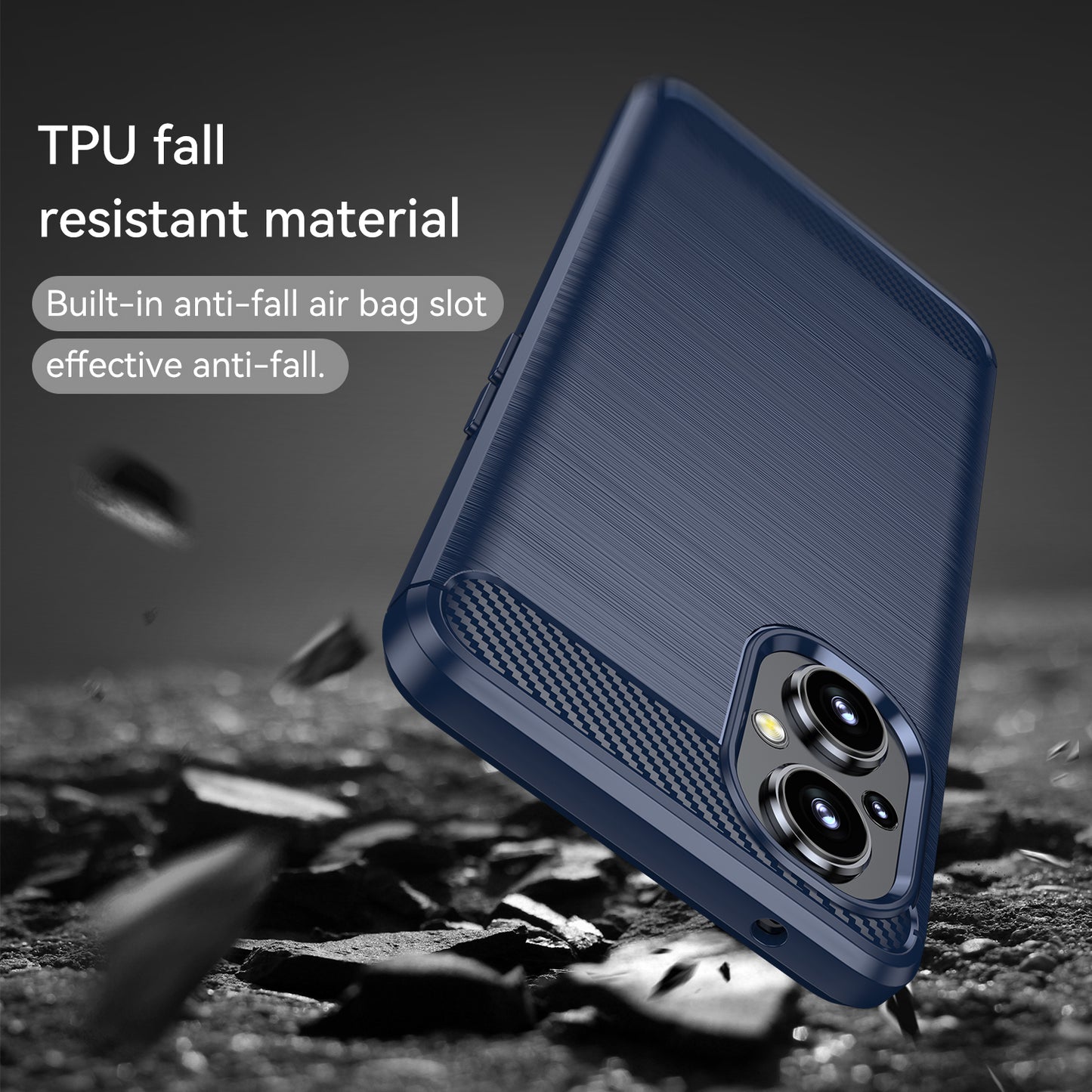 1.8mm Air Cushion TPU Case Brushed Surface Carbon Fiber Scratch-Resistant Texture Phone Cover with Heat Dissipation Design for OnePlus Nord N20 5G