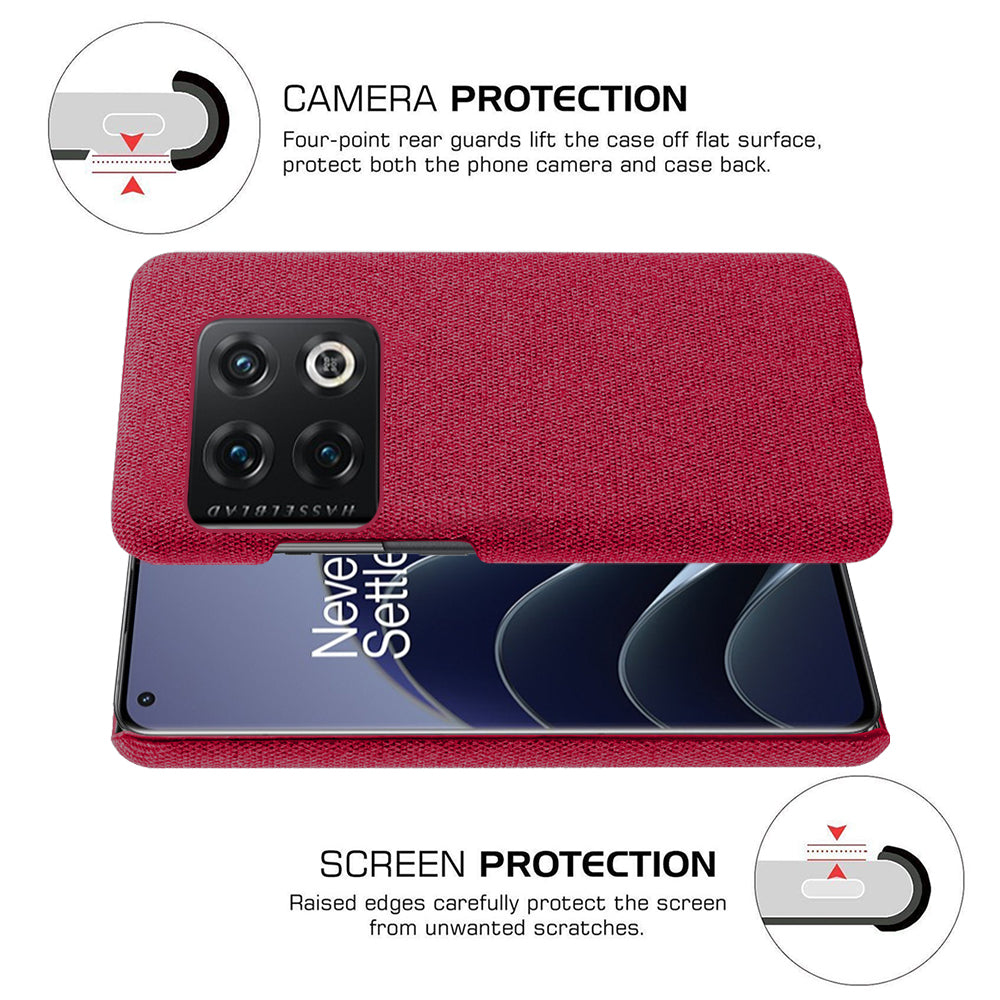 For OnePlus 10 Pro 5G Hard PC + Cloth Back Dual Protection Cover Cushion Anti-Scratch Shockproof Phone Case