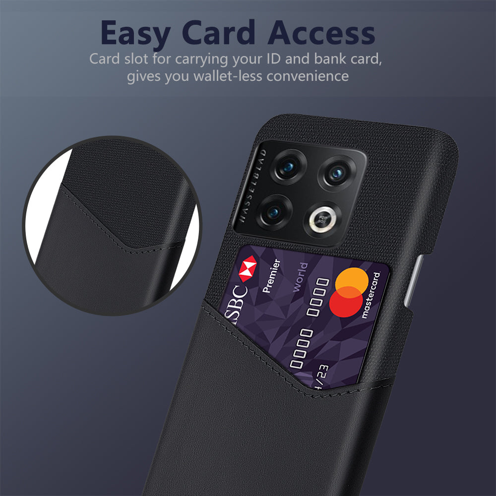 For OnePlus 10 Pro 5G Ultra Slim Cloth + PC + PU Leather Case Card Holder Phone Cover