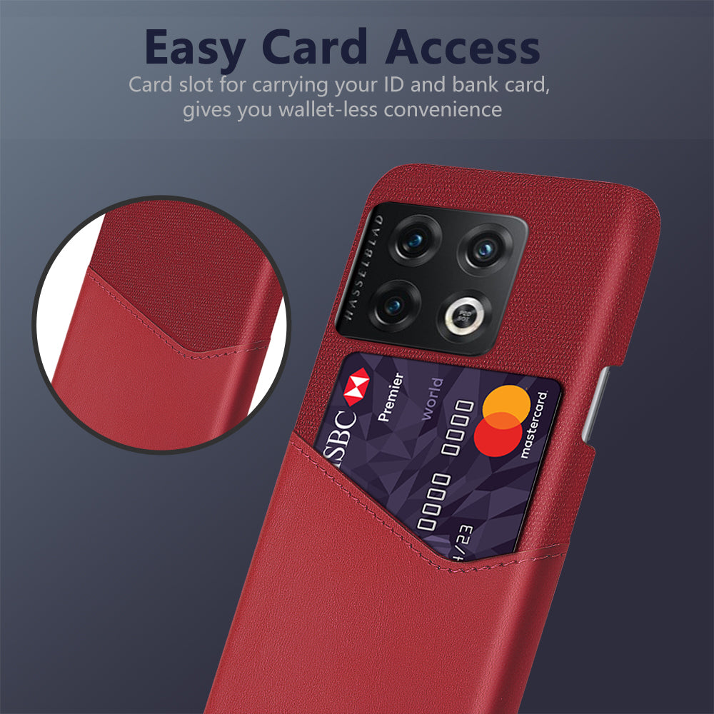 For OnePlus 10 Pro 5G Ultra Slim Cloth + PC + PU Leather Case Card Holder Phone Cover