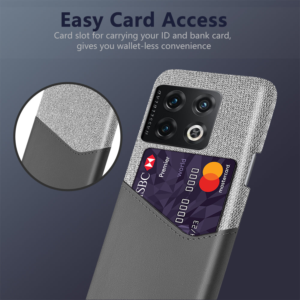 For OnePlus 10 Pro 5G Ultra Slim Cloth + PC + PU Leather Case Card Holder Phone Cover