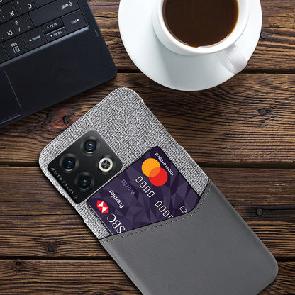 For OnePlus 10 Pro 5G Ultra Slim Cloth + PC + PU Leather Case Card Holder Phone Cover