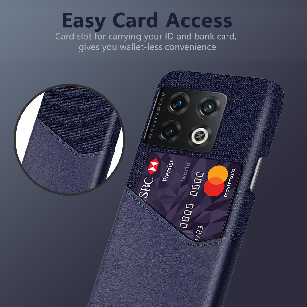 For OnePlus 10 Pro 5G Ultra Slim Cloth + PC + PU Leather Case Card Holder Phone Cover