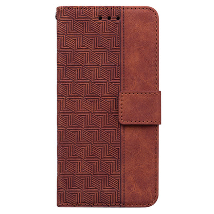 For OnePlus Nord N200 5G Imprinted Geometry Pattern PU Leather Magnetic Protection Cover Folding Stand Wallet Flip Folio Case with Strap