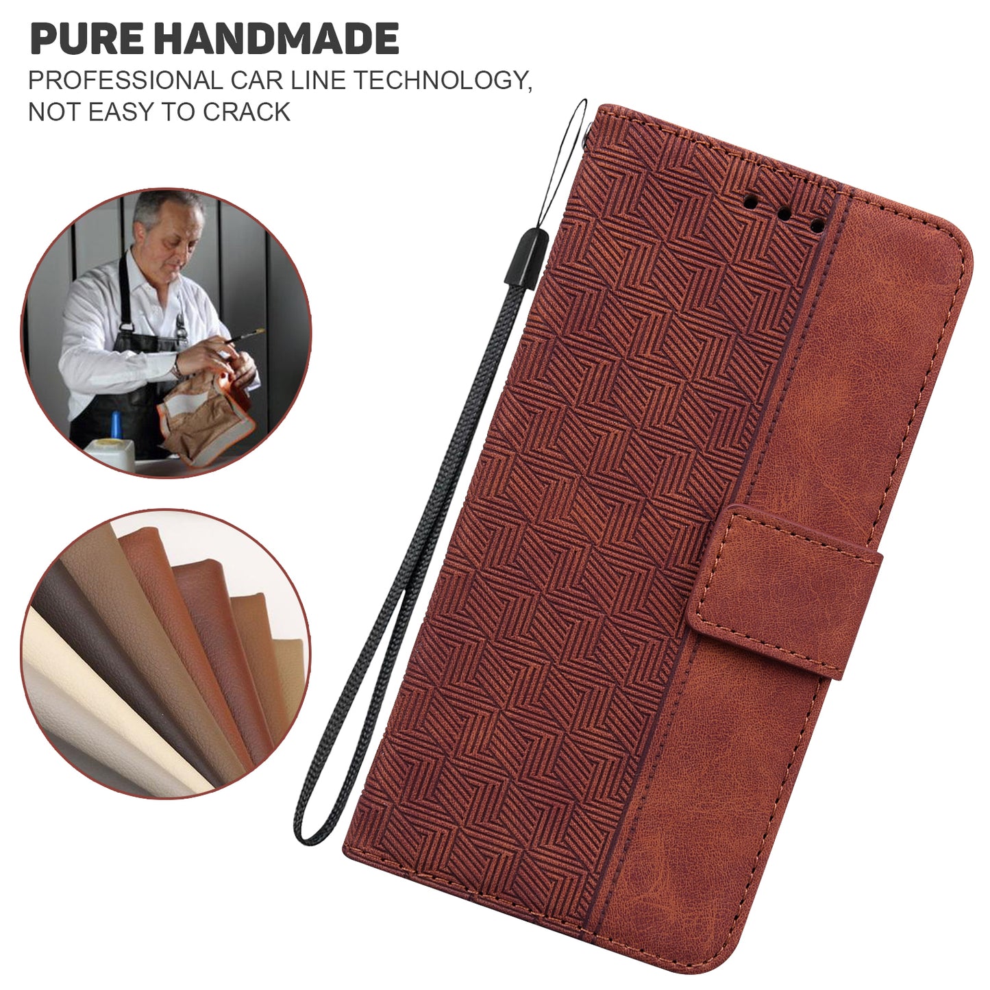 For OnePlus Nord N200 5G Imprinted Geometry Pattern PU Leather Magnetic Protection Cover Folding Stand Wallet Flip Folio Case with Strap