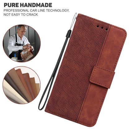 For OnePlus Nord N200 5G Imprinted Geometry Pattern PU Leather Magnetic Protection Cover Folding Stand Wallet Flip Folio Case with Strap