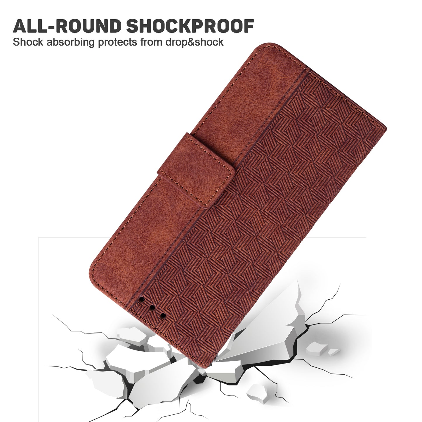 For OnePlus Nord N200 5G Imprinted Geometry Pattern PU Leather Magnetic Protection Cover Folding Stand Wallet Flip Folio Case with Strap