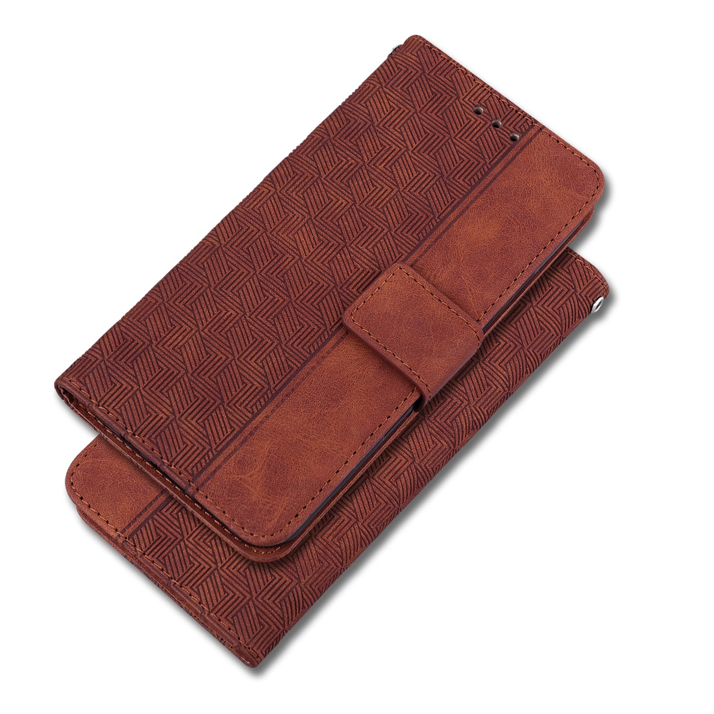 For OnePlus Nord N200 5G Imprinted Geometry Pattern PU Leather Magnetic Protection Cover Folding Stand Wallet Flip Folio Case with Strap