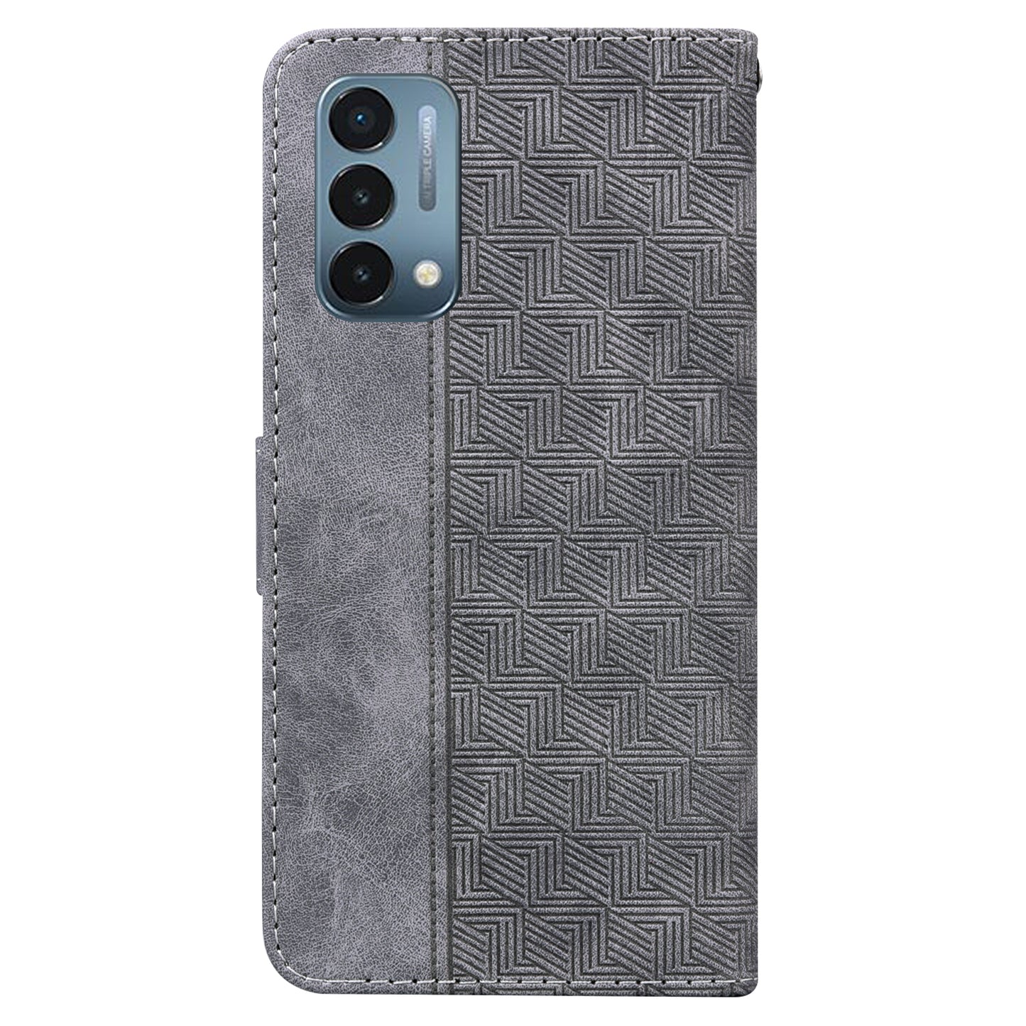 For OnePlus Nord N200 5G Imprinted Geometry Pattern PU Leather Magnetic Protection Cover Folding Stand Wallet Flip Folio Case with Strap