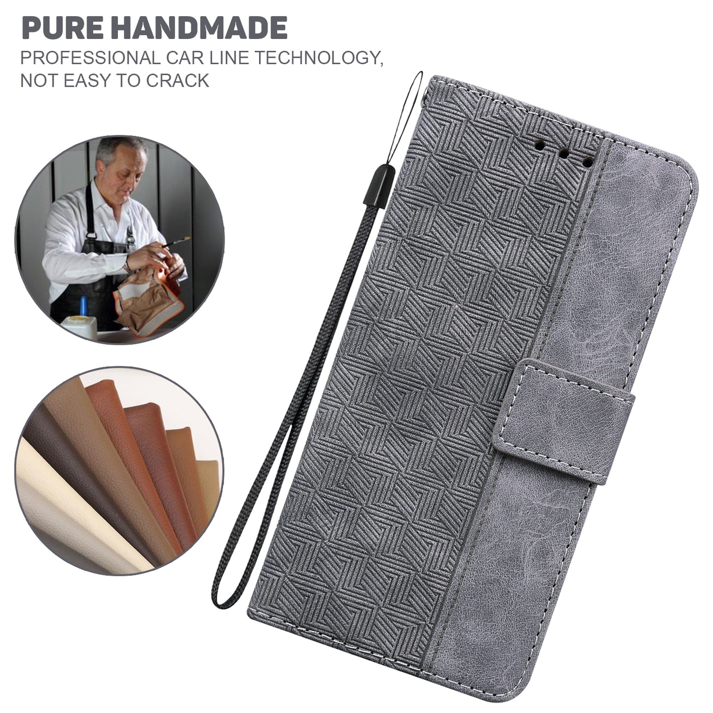 For OnePlus Nord N200 5G Imprinted Geometry Pattern PU Leather Magnetic Protection Cover Folding Stand Wallet Flip Folio Case with Strap