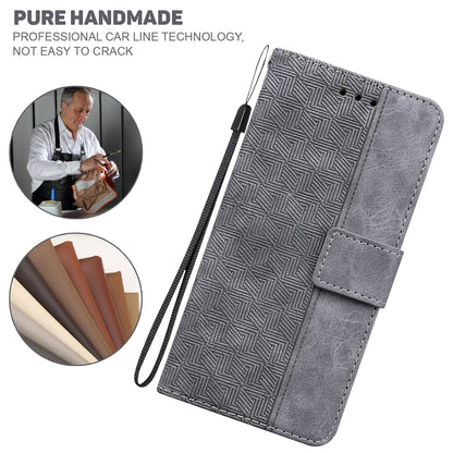 For OnePlus Nord N200 5G Imprinted Geometry Pattern PU Leather Magnetic Protection Cover Folding Stand Wallet Flip Folio Case with Strap