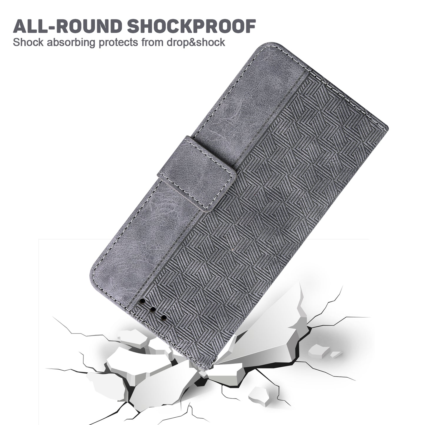 For OnePlus Nord N200 5G Imprinted Geometry Pattern PU Leather Magnetic Protection Cover Folding Stand Wallet Flip Folio Case with Strap