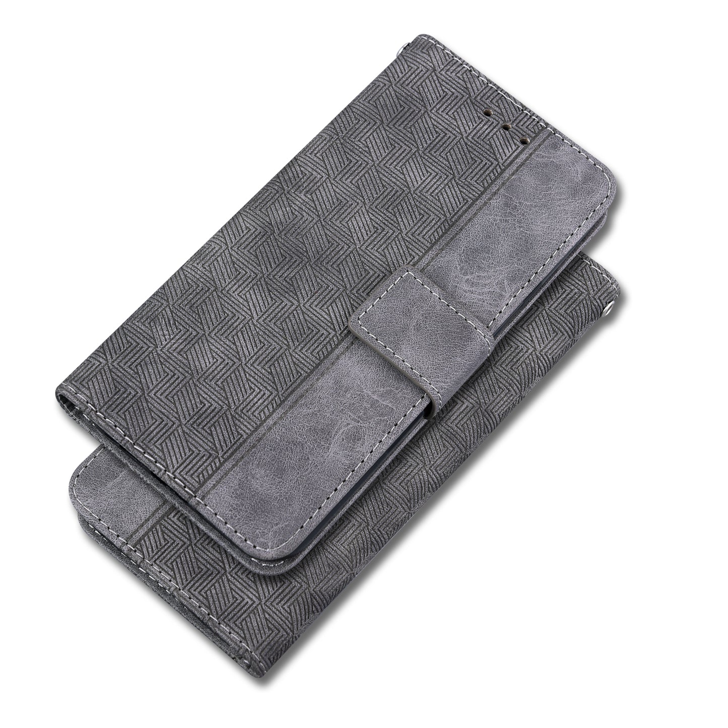 For OnePlus Nord N200 5G Imprinted Geometry Pattern PU Leather Magnetic Protection Cover Folding Stand Wallet Flip Folio Case with Strap