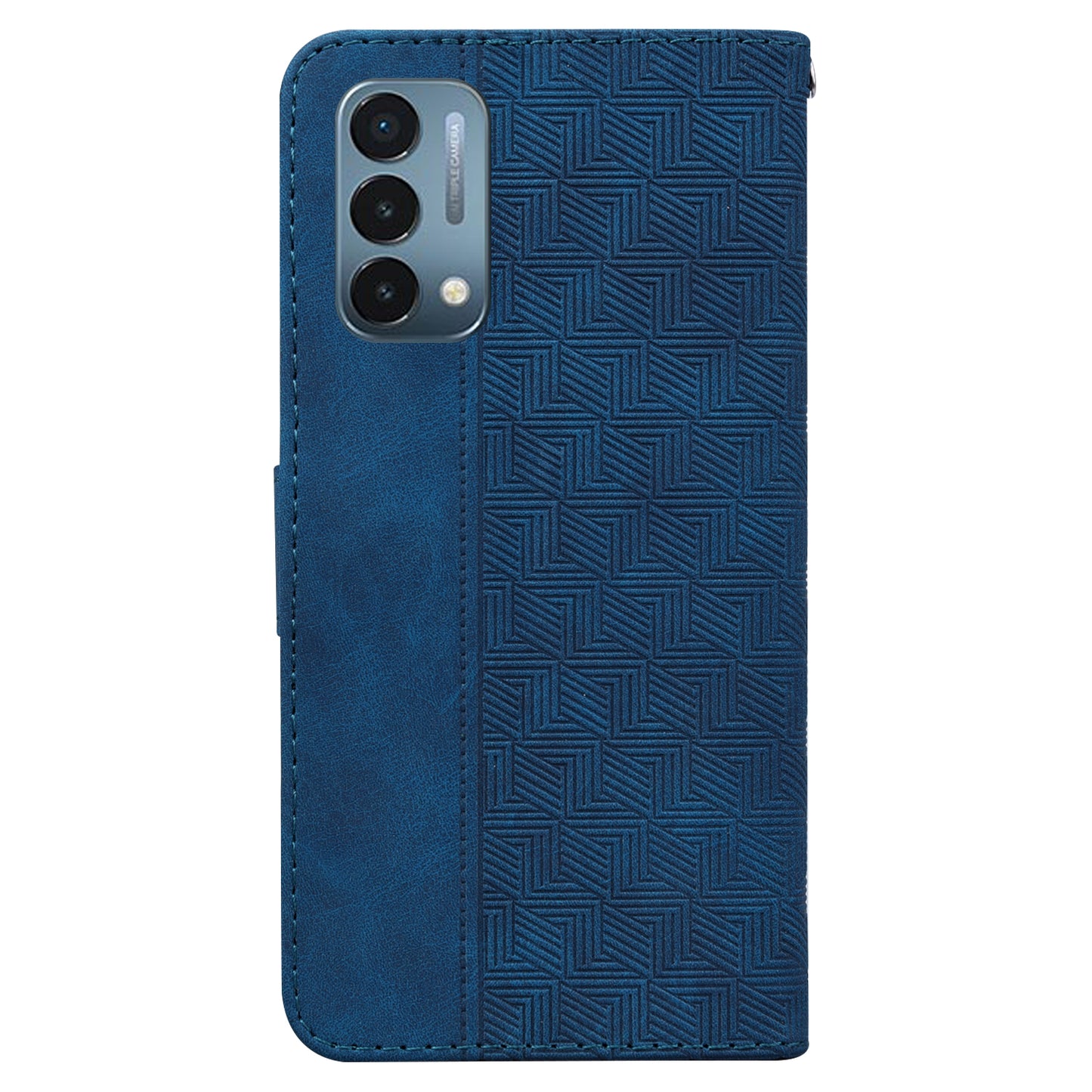 For OnePlus Nord N200 5G Imprinted Geometry Pattern PU Leather Magnetic Protection Cover Folding Stand Wallet Flip Folio Case with Strap