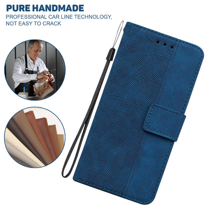 For OnePlus Nord N200 5G Imprinted Geometry Pattern PU Leather Magnetic Protection Cover Folding Stand Wallet Flip Folio Case with Strap