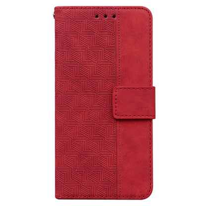 For OnePlus Nord N200 5G Imprinted Geometry Pattern PU Leather Magnetic Protection Cover Folding Stand Wallet Flip Folio Case with Strap