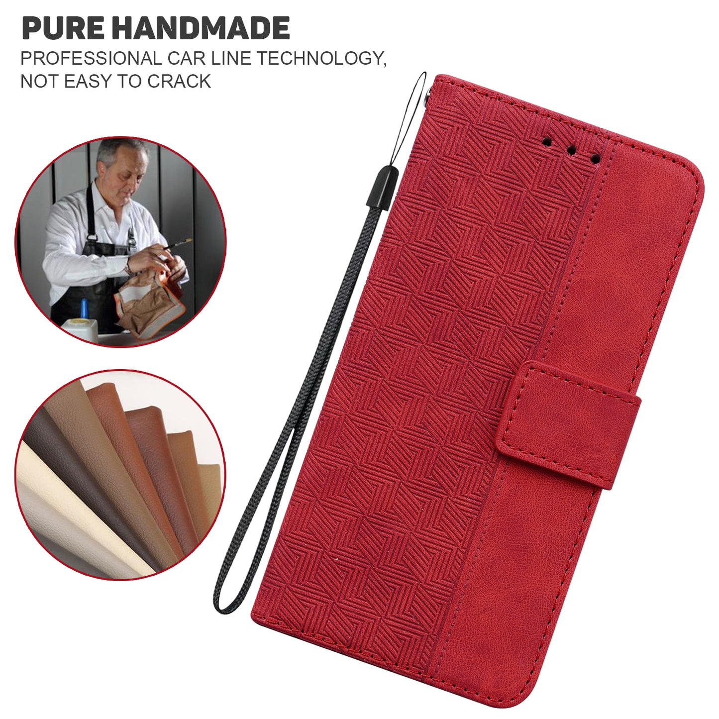 For OnePlus Nord N200 5G Imprinted Geometry Pattern PU Leather Magnetic Protection Cover Folding Stand Wallet Flip Folio Case with Strap