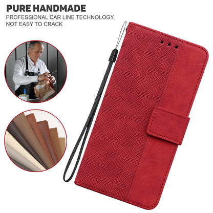 For OnePlus Nord N200 5G Imprinted Geometry Pattern PU Leather Magnetic Protection Cover Folding Stand Wallet Flip Folio Case with Strap