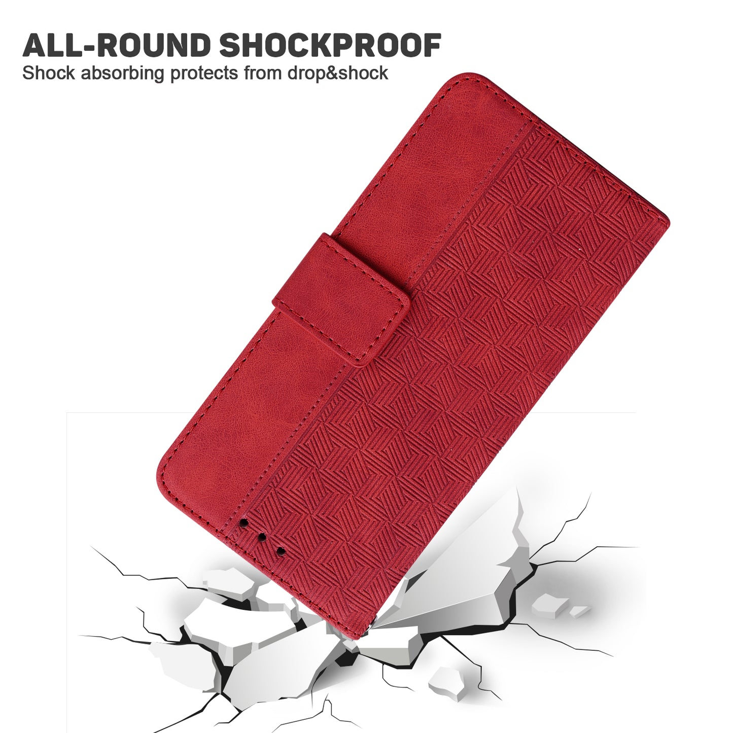For OnePlus Nord N200 5G Imprinted Geometry Pattern PU Leather Magnetic Protection Cover Folding Stand Wallet Flip Folio Case with Strap