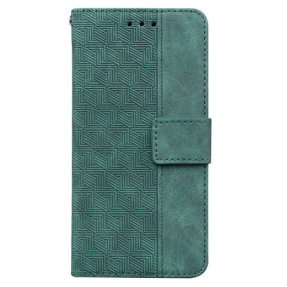 For OnePlus Nord N200 5G Imprinted Geometry Pattern PU Leather Magnetic Protection Cover Folding Stand Wallet Flip Folio Case with Strap